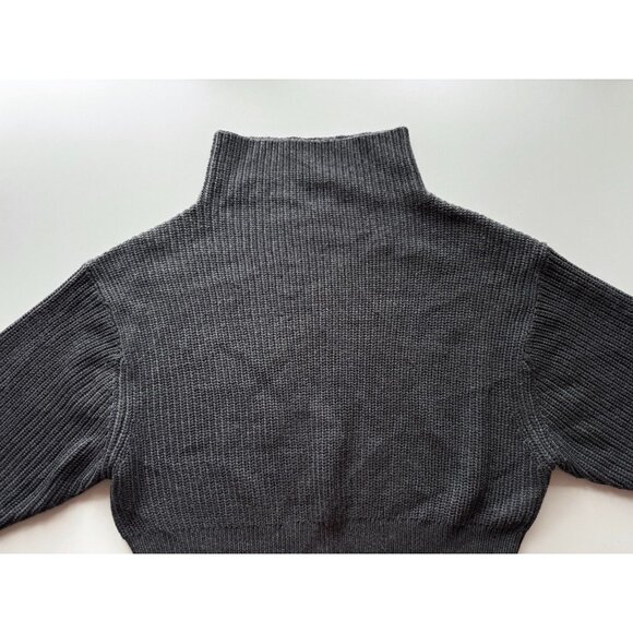 Aritzia WILFRED Montpellier Crop Coal Grey Wool Ribbed Mock Neck Sweater Size XL - Picture 6 of 15